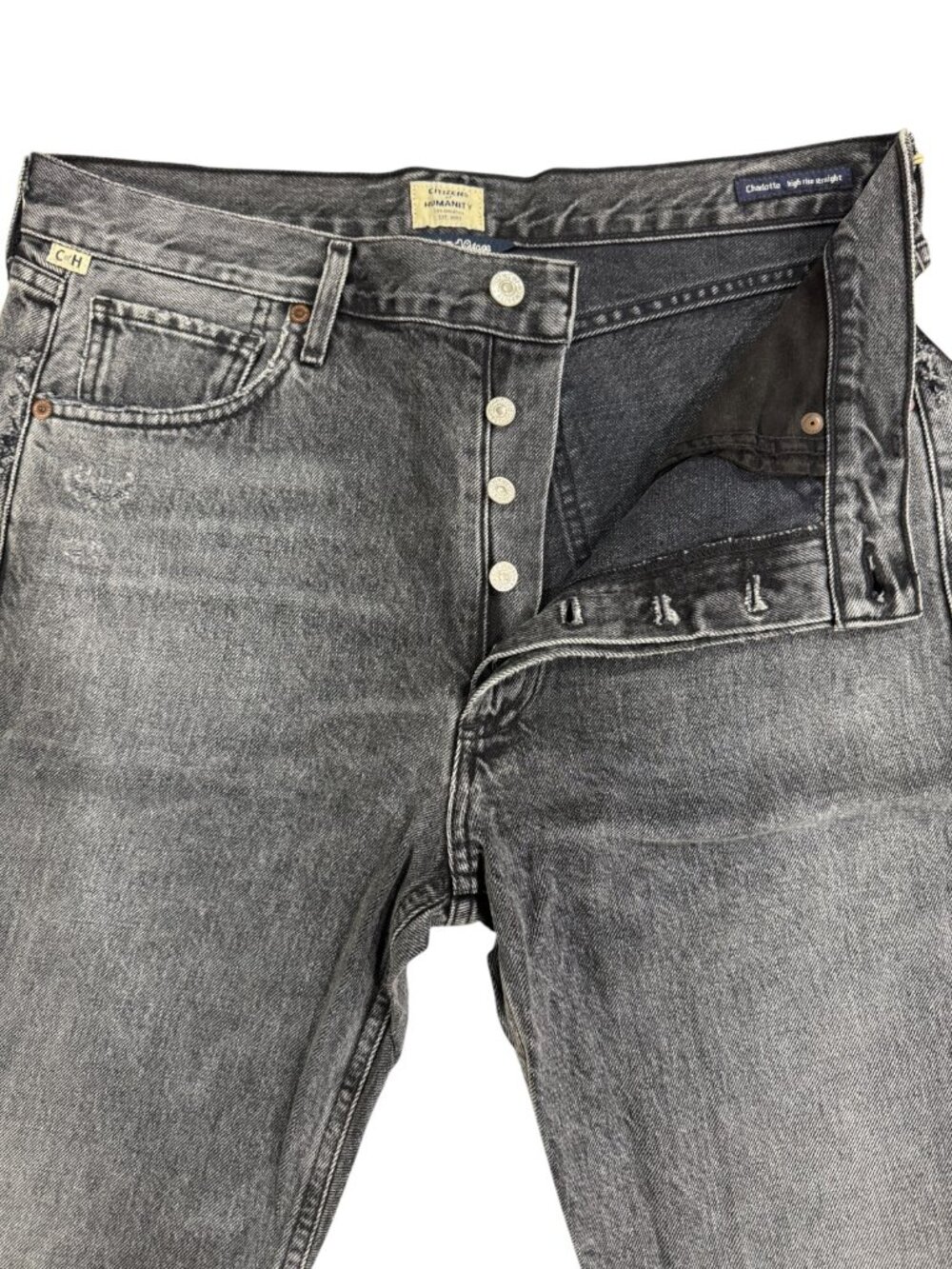 🆕 Citizens of Humanity Charlotte High Rise Straight Jeans Grayscale Wash $278🏷 - Picture 7 of 12